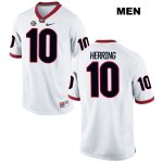 Men's Georgia Bulldogs NCAA #10 Malik Herring Nike Stitched White Authentic College Football Jersey BEA4154TF
